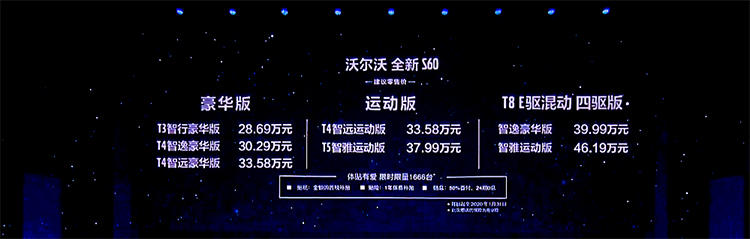 售28.69 万~46.19 万元 全新沃尔沃S60上市